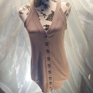 Piper & Blue Gray Button-Front V-Neck Vest